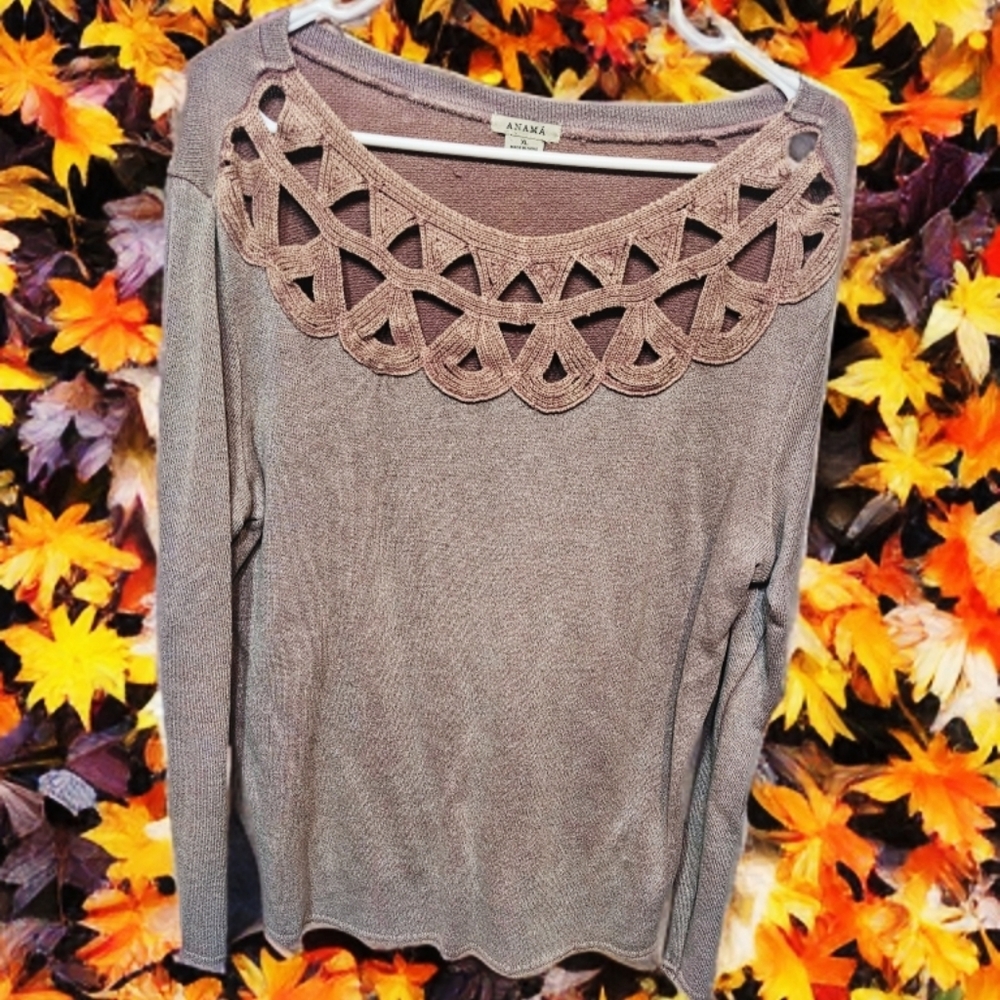 Anama Beige Knit Sweater with Crochet Detail 🧶✨ #Sweater #Fashion #Details